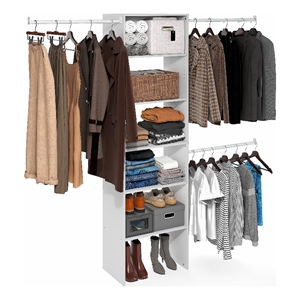 Pemberly Row 5-Tier Adjustable Closet Organizer with Hanging Bars in White
