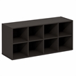 Pemberly Row 8-Cube Stackable Shoe Rack for Closet Entryway in Black Dark Oak