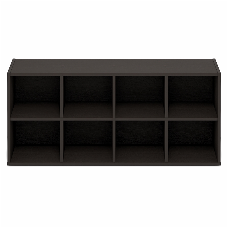Pemberly Row 8-Cube Stackable Shoe Rack for Closet Entryway in Black Dark Oak