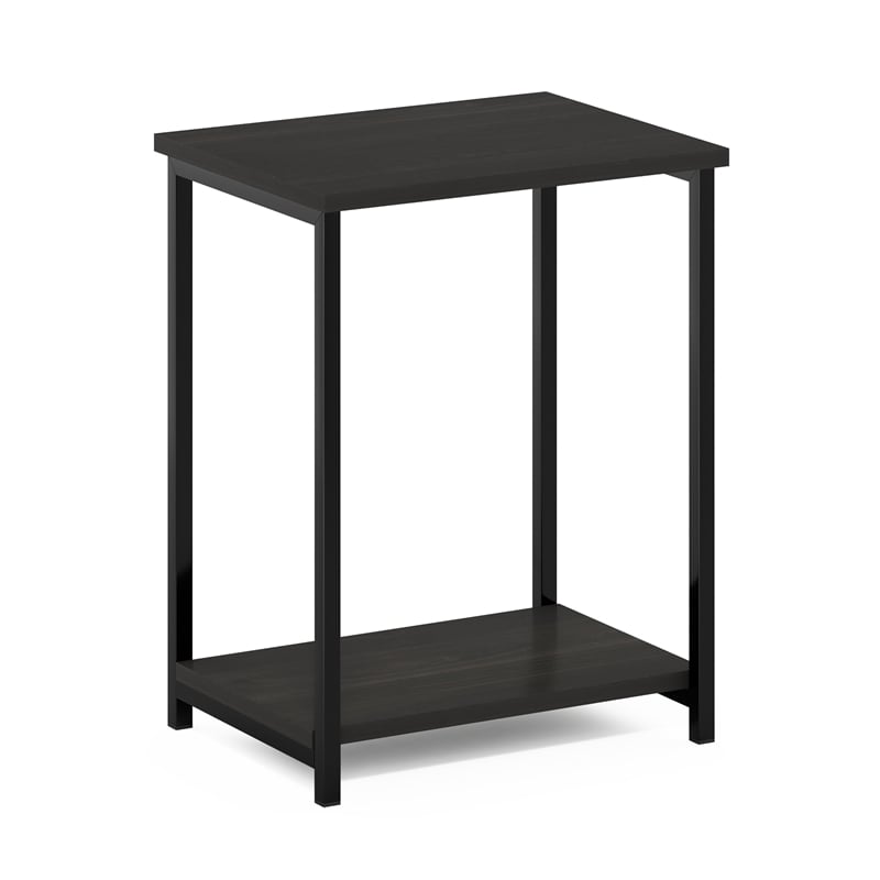 Pemberly Row 2-Tier Metal Frame Open Nightstand End Table in Espresso