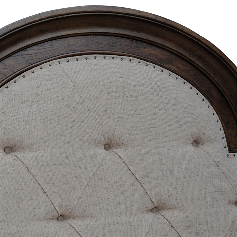 Pemberly Row Queen Upholstered Arched Panel Headboard in Brown