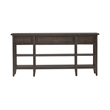 Pemberly Row Hall Console Table with Rubberwood and Oak Veneers in Saddle Brown