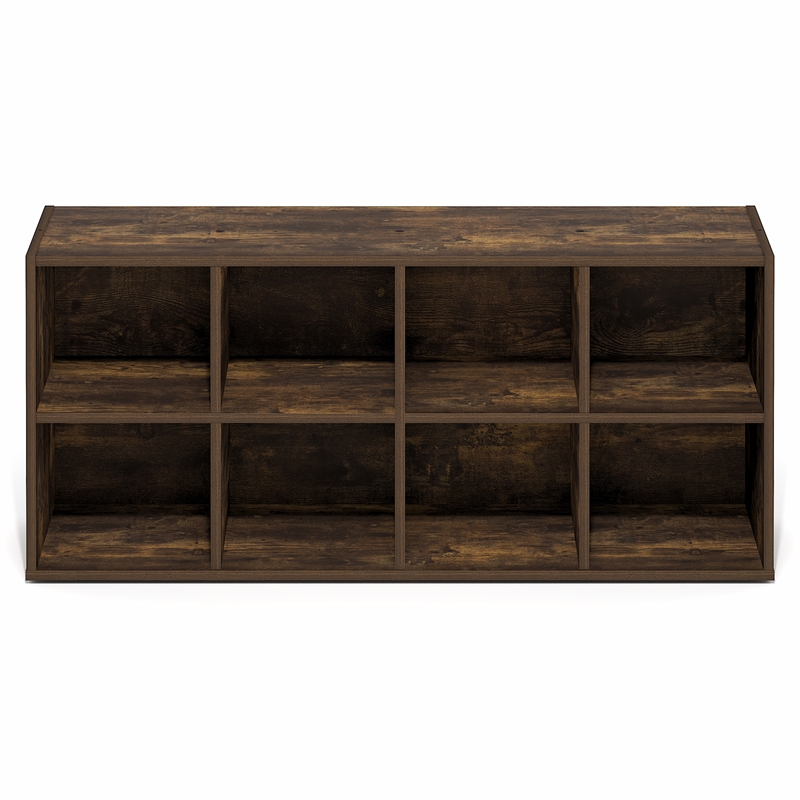 Pemberly Row 8-Cube Stackable Shoe Rack for Closet Entryway in Amber Pine