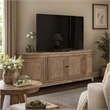Pemberly Row 82 Inch TV Console with Curved Doors and Shelving in Brown