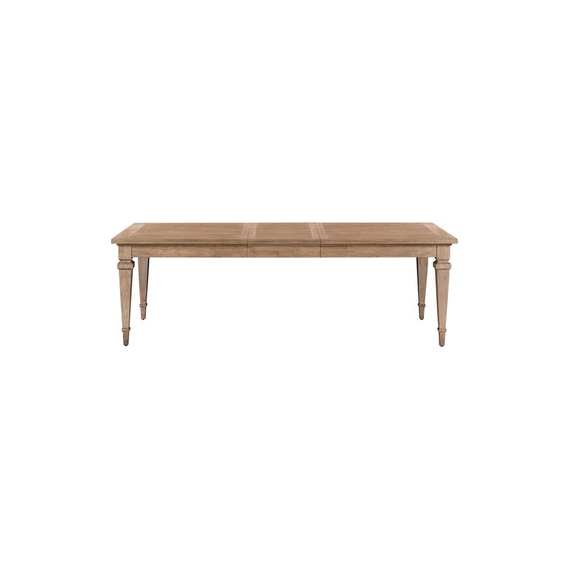 Pemberly Row Rectangular Dining Leg Table with 18 Inch Leaf in Brown
