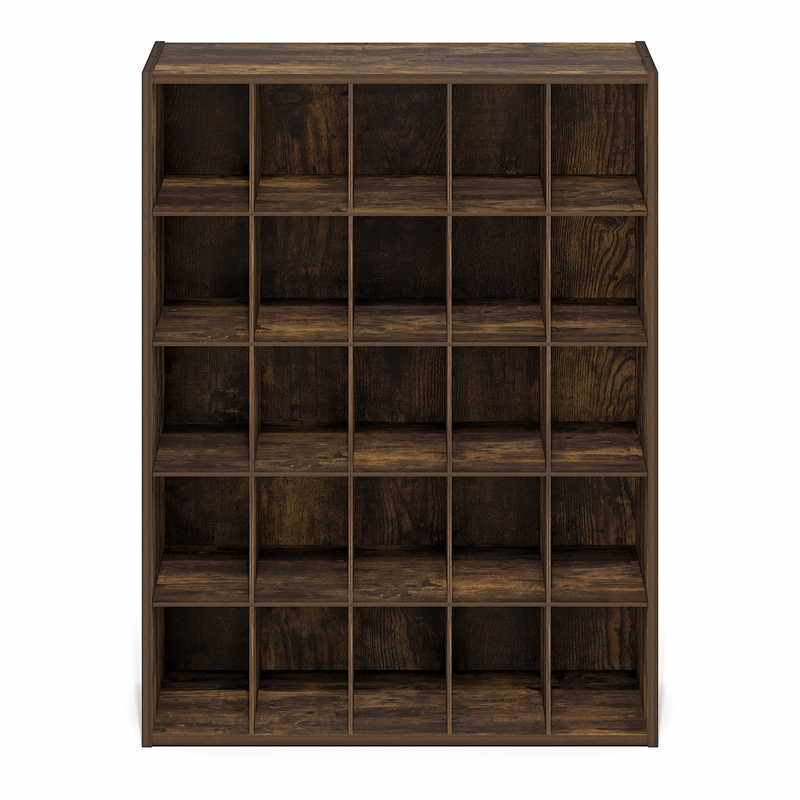 Pemberly Row 25-Cube Stackable Shoe Rack for Closet Entryway in Amber Pine