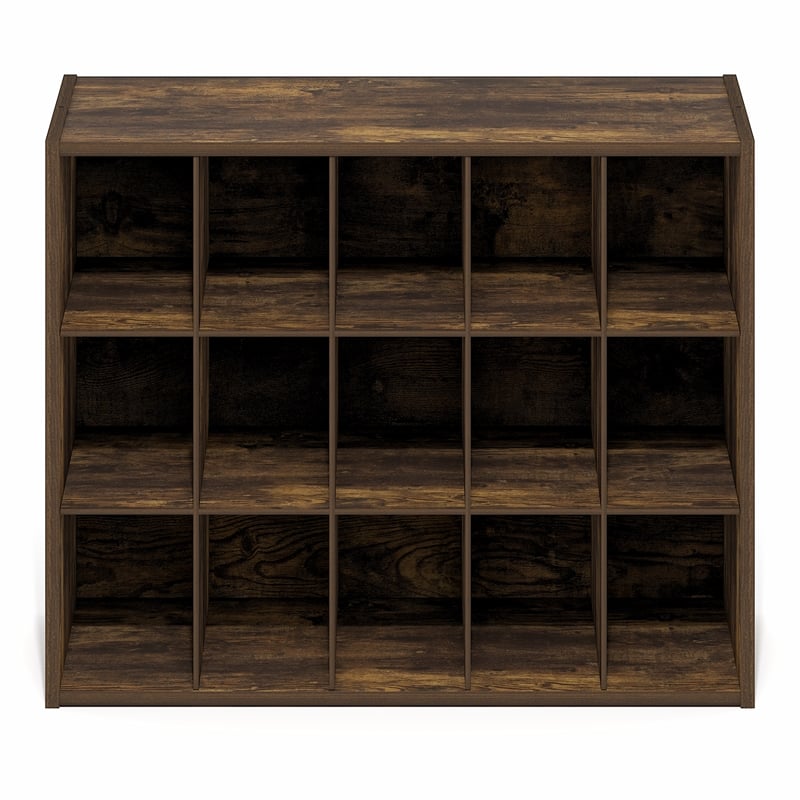 Pemberly Row 15-Cube Stackable Shoe Rack for Closet Entryway in Amber Pine