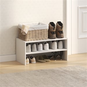 Pemberly Row 24-Inch Stackable Shoe Rack for Closet Entryway in White
