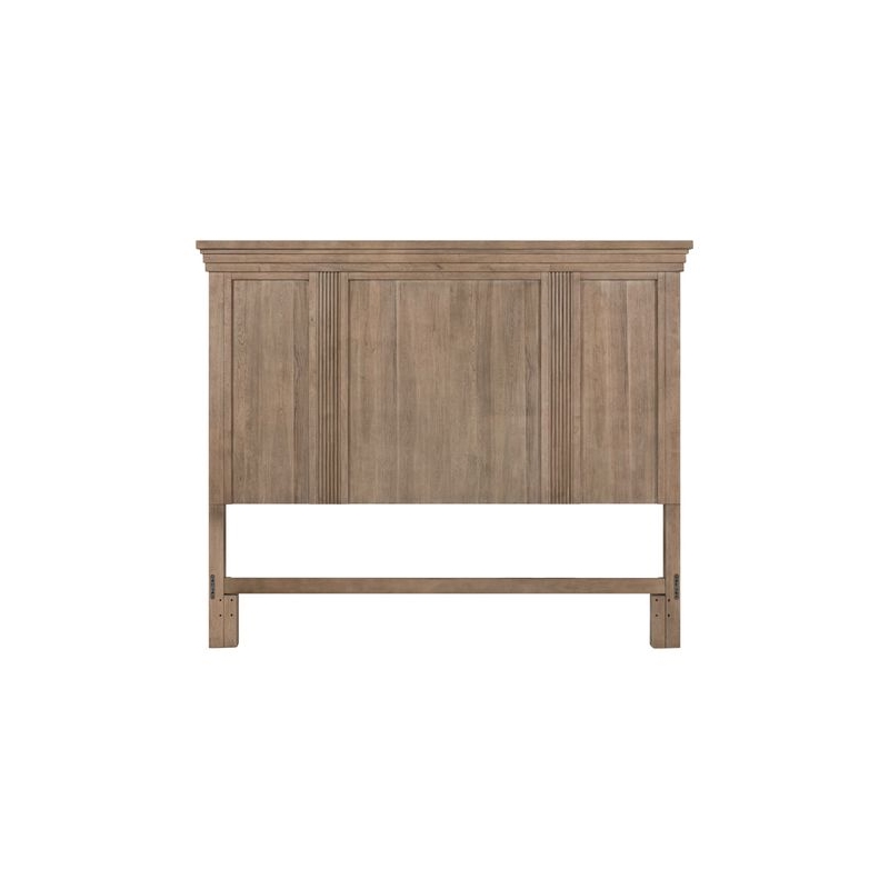 Pemberly Row Queen Panel Bed Headboard with Step Crown in Brown