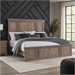 Pemberly Row Queen Panel Bed Headboard with Step Crown in Brown