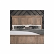 Pemberly Row Queen Panel Bed Headboard with Step Crown in Brown