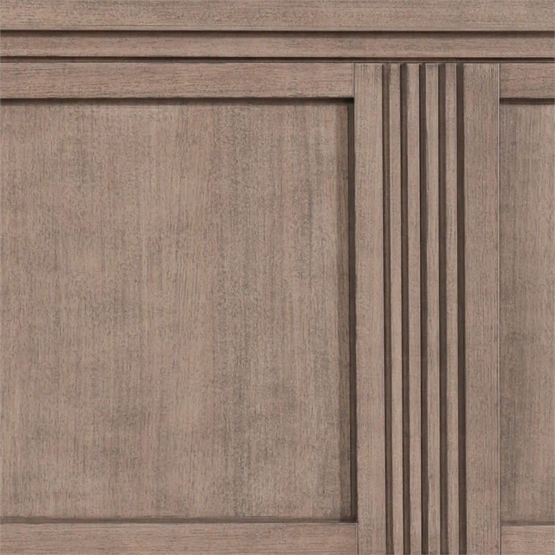 Pemberly Row Queen Panel Bed Headboard with Step Crown in Brown