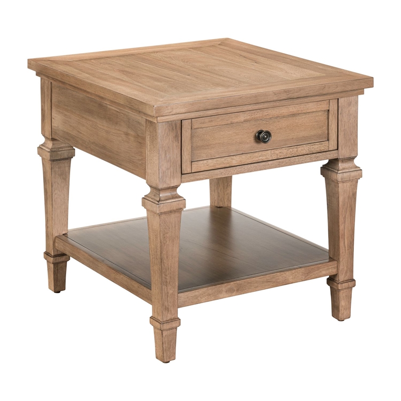 Pemberly Row End Table with Storage Drawer and Open Shelf in Brown