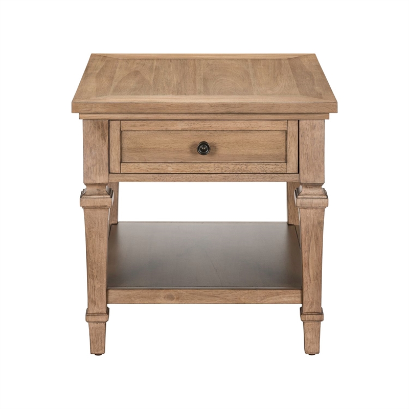 Pemberly Row End Table with Storage Drawer and Open Shelf in Brown