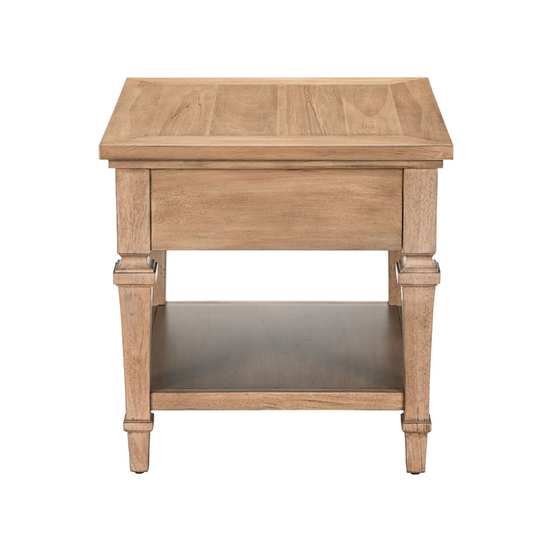 Pemberly Row End Table with Storage Drawer and Open Shelf in Brown
