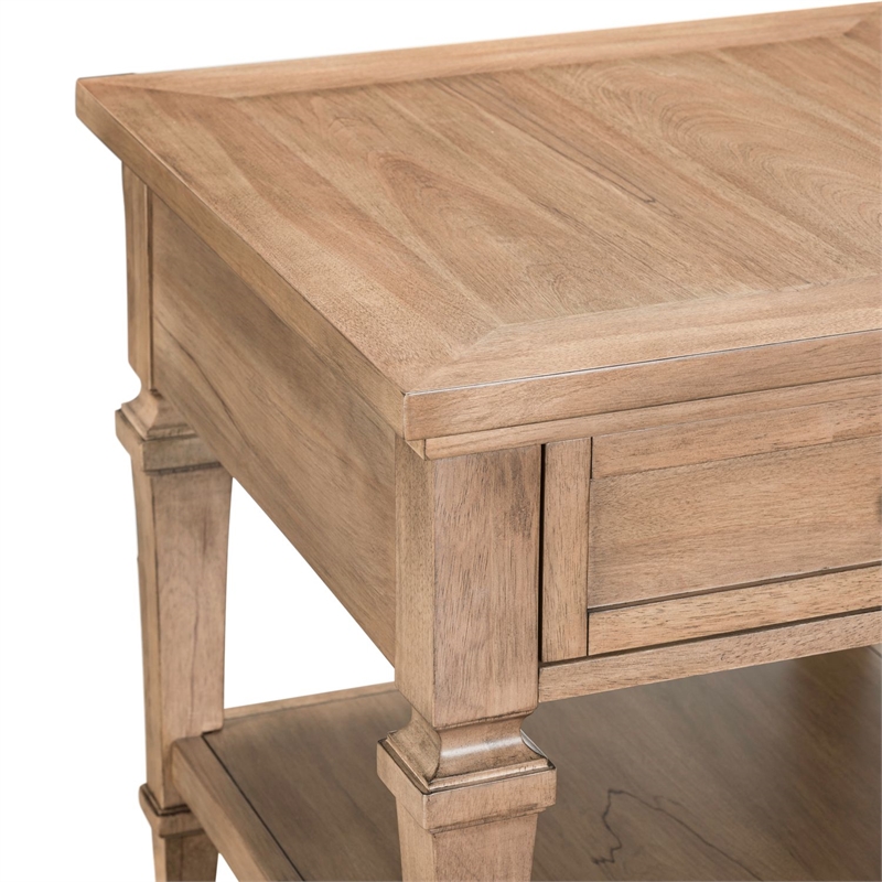 Pemberly Row End Table with Storage Drawer and Open Shelf in Brown