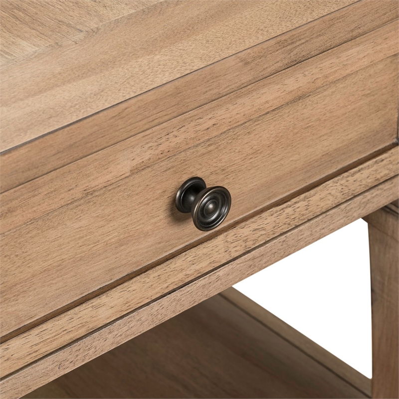 Pemberly Row End Table with Storage Drawer and Open Shelf in Brown