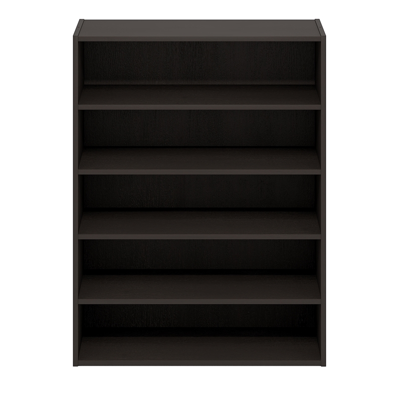 Pemberly Row 5-Tier Stackable Shoe Rack for Closet Entryway in Black Dark Oak
