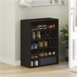 Pemberly Row 5-Tier Stackable Shoe Rack for Closet Entryway in Black Dark Oak