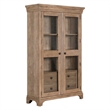 Pemberly Row Display Cabinet with Seeded Glass Doors and LED in Brown