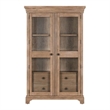 Pemberly Row Display Cabinet with Seeded Glass Doors and LED in Brown