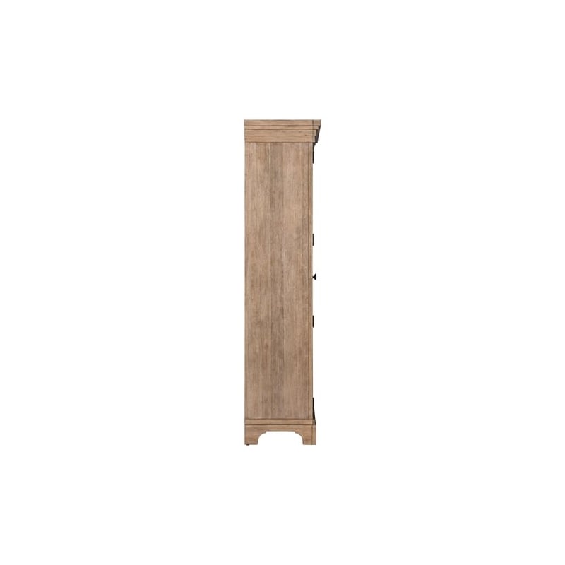 Pemberly Row Display Cabinet with Seeded Glass Doors and LED in Brown