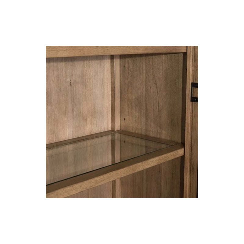 Pemberly Row Display Cabinet with Seeded Glass Doors and LED in Brown