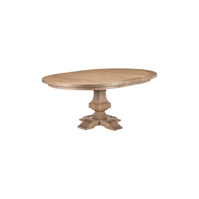 Pemberly Row 5 Piece Pedestal Dining Table Set with Leaf in Brown