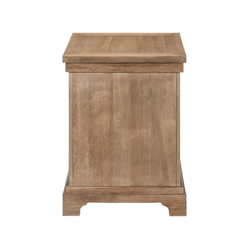 Pemberly Row Chairside Table with Three Storage Drawers in Camel Beige Finish
