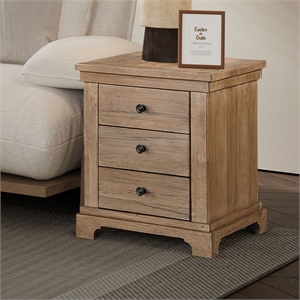 Pemberly Row Chairside Table with Three Storage Drawers in Camel Beige Finish