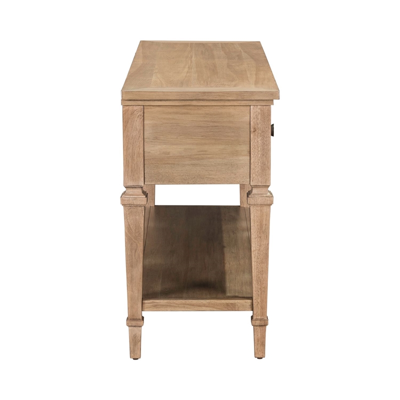 Pemberly Row Sofa Table with 4 Storage Drawers and Shelf in Brown