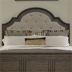 Pemberly Row King Upholstered Arched Panel Headboard in Brown