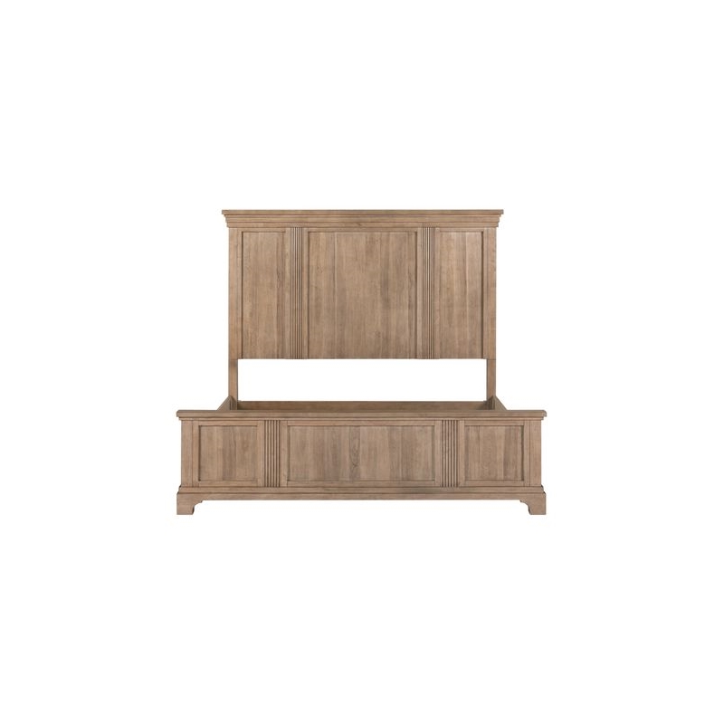 Pemberly Row King Panel Bed Frame with Step Crown and Reeded Detail in Brown