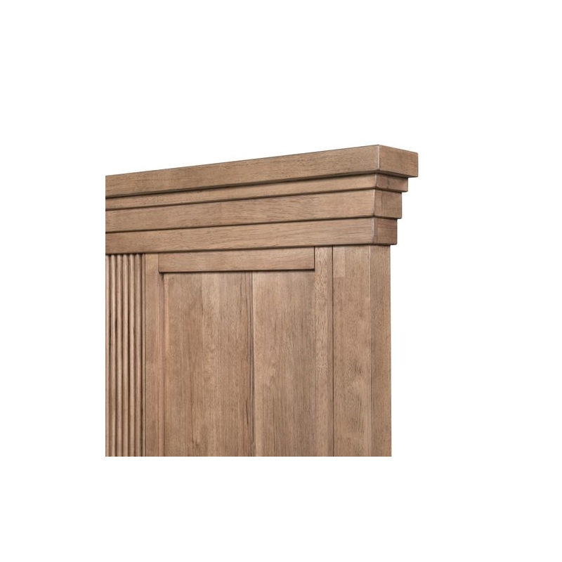 Pemberly Row King Panel Bed Frame with Step Crown and Reeded Detail in Brown