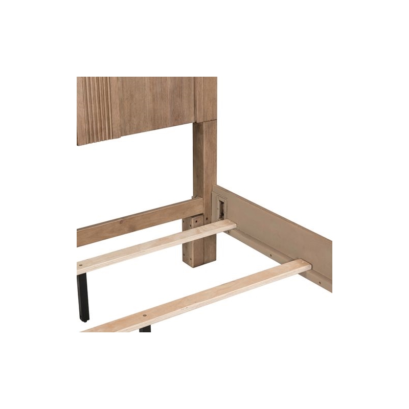 Pemberly Row King Panel Bed Frame with Step Crown and Reeded Detail in Brown