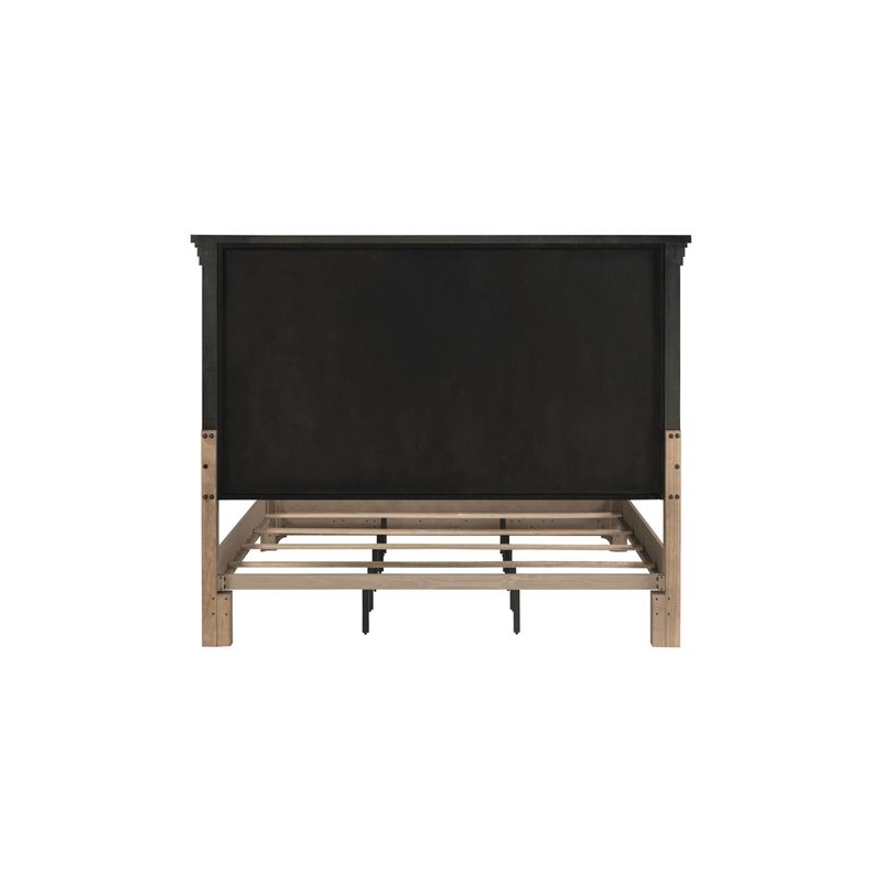 Pemberly Row Queen Panel Bed Frame with Step Crown and Reeded Detail in Brown