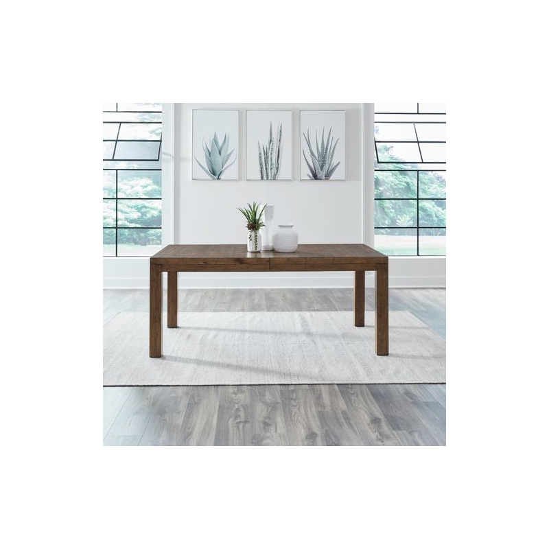 Pemberly Row 5 Piece Rectangular Dining Set with Spindle Chairs in Brown