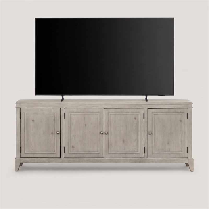 Pemberly Row 82 Inch TV Console with Bead Molding in Sanctuary White Finish