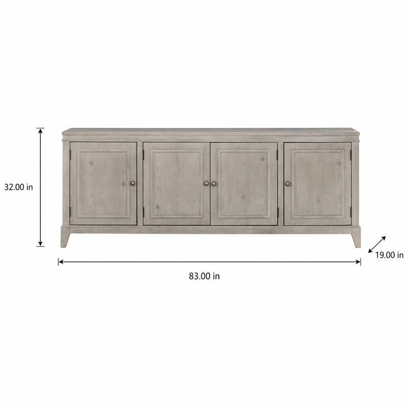 Pemberly Row 82 Inch TV Console with Bead Molding in Sanctuary White Finish