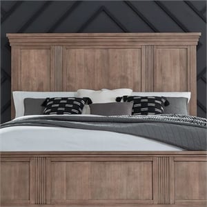 Pemberly Row King Panel Bed Headboard with Step Crown in Brown