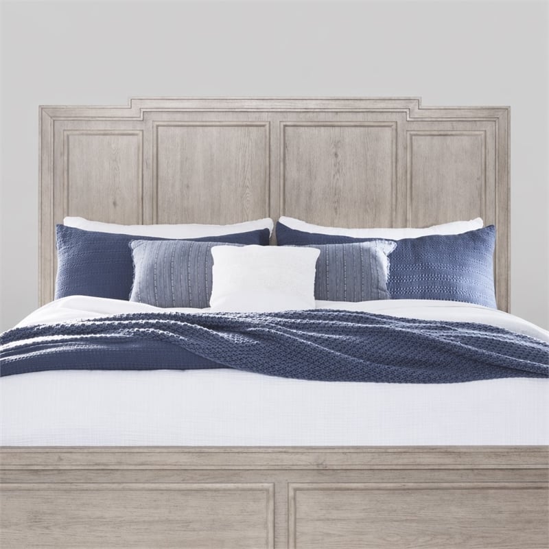 Pemberly Row Queen Panel Bed Headboard with Crown Molding in Sanctuary White