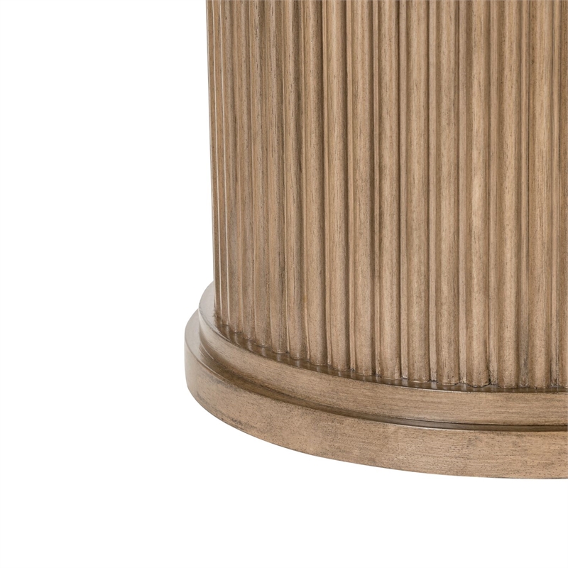 Pemberly Row Round Chairside Table with Reeded Accents in Brown