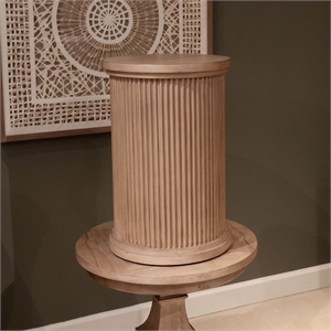 Pemberly Row Round Chairside Table with Reeded Accents in Brown
