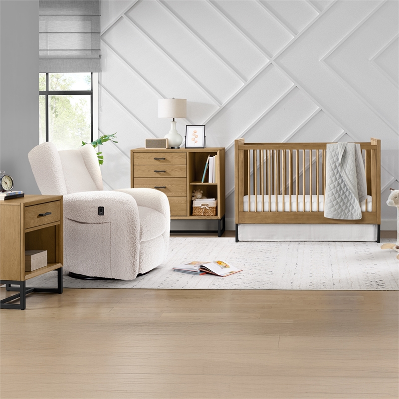 Pemberly Row Nightstand with Dovetail Drawers and Glides in Cloud White