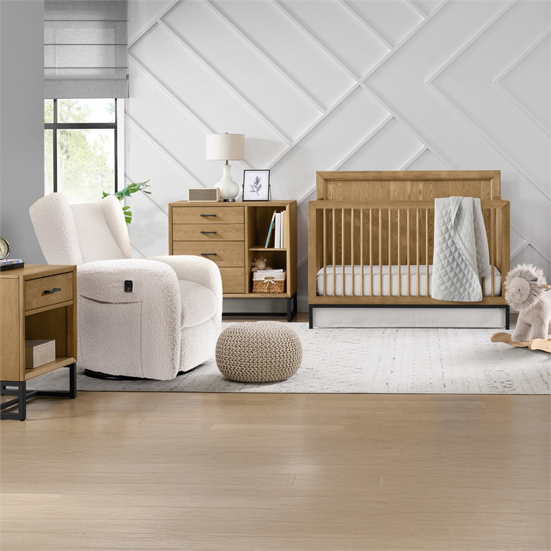 Pemberly Row Nightstand with Dovetail Drawers and Glides in Cloud White