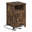 Pemberly Row Nightstand with Charging USB Outlets Bedside Table in Amber Pine