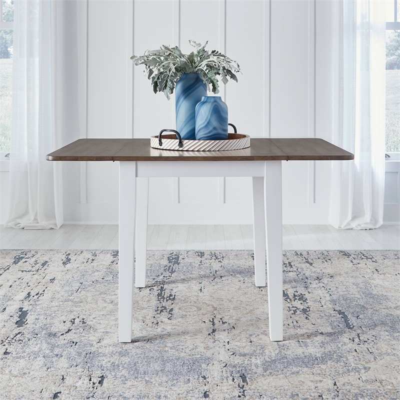 Pemberly Row Drop Leaf Kitchen Dining Table with 2 Leaves in White
