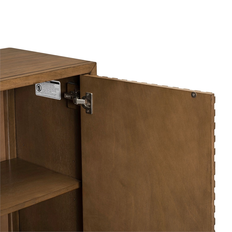 Pemberly Row 3 Door Accent Cabinet with Reeded Pattern in Brown