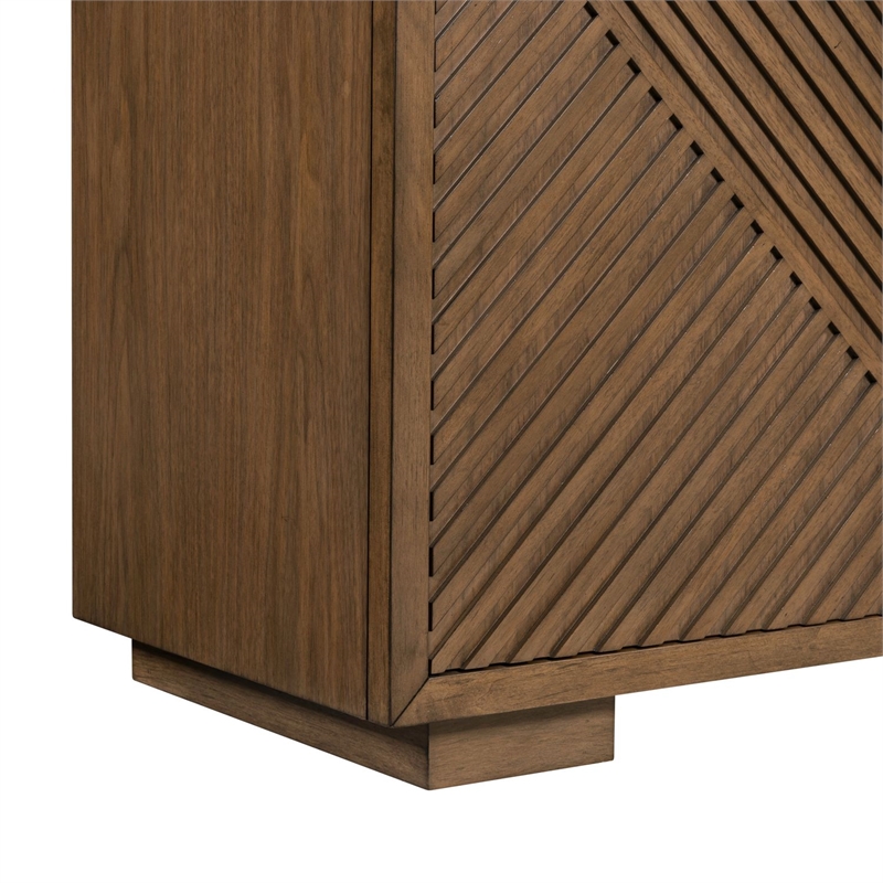 Pemberly Row 3 Door Accent Cabinet with Reeded Pattern in Brown