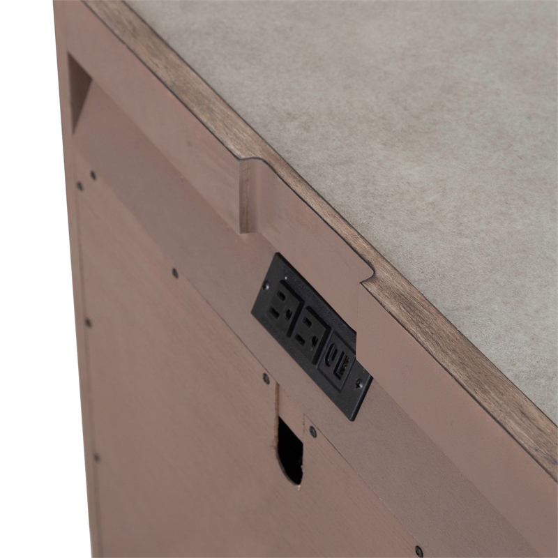 Pemberly Row Nightstand with Built-In Charging Station in Brown